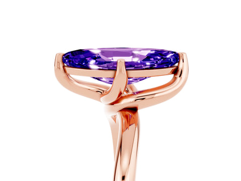 Rose gold Marquise Cut Tanzanite Solitaire Engagement Ring with Four-Prong Setting and Classic Band_17