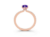 Rose gold Marquise Cut Tanzanite Solitaire Engagement Ring with Pavé Band and Four-Prong Setting_3
