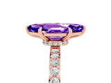 Rose gold Marquise Cut Tanzanite Solitaire Engagement Ring with Pavé Band and Four-Prong Setting_5