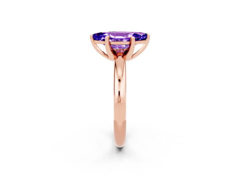 Rose gold Marquise Cut Tanzanite Solitaire Engagement Ring with Round Band and Four-Prong Setting_2