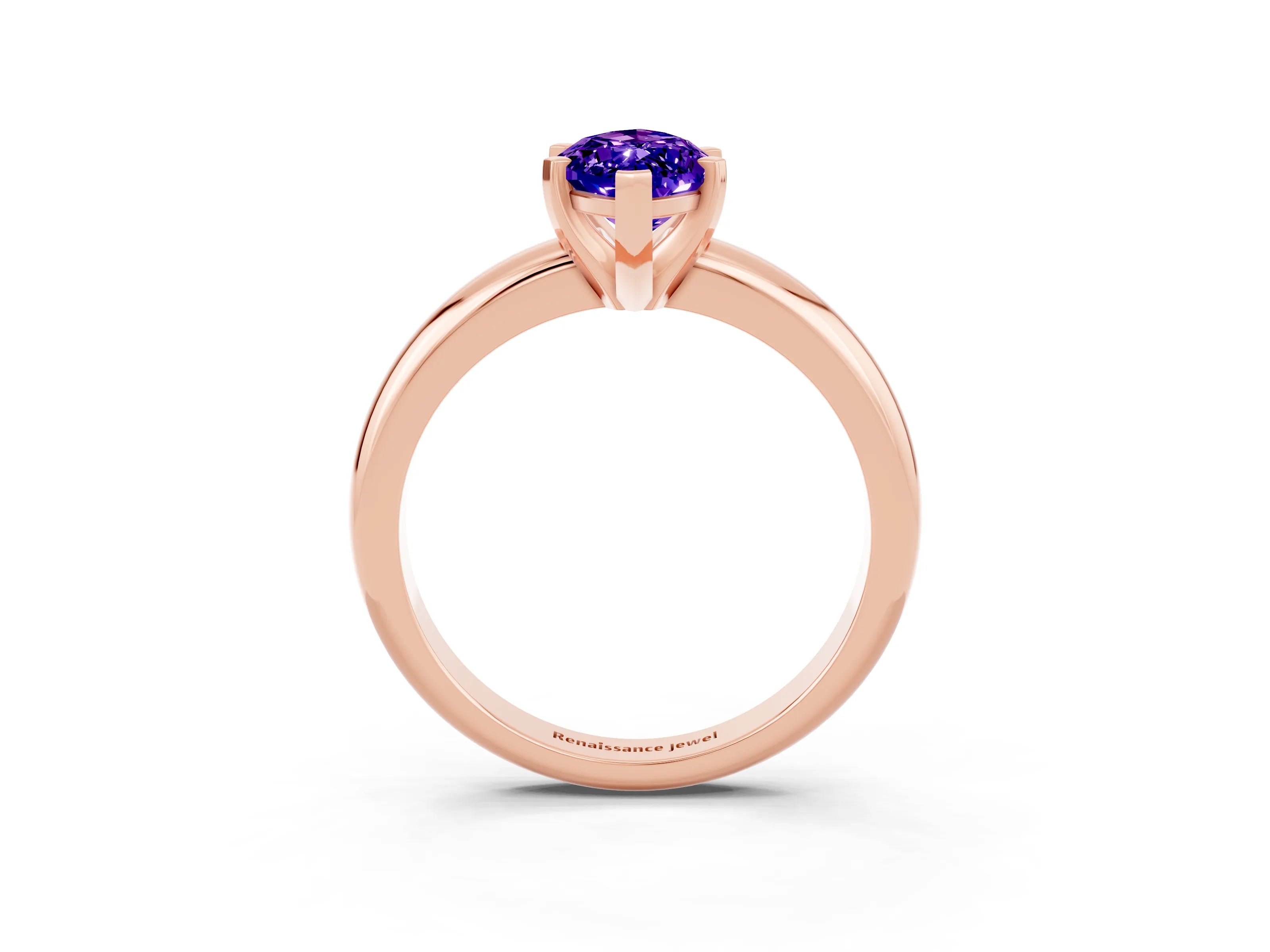 Rose gold Marquise Cut Tanzanite Solitaire Engagement Ring with Round Band and Four-Prong Setting_3
