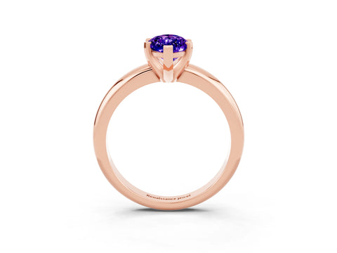 Rose gold Marquise Cut Tanzanite Solitaire Engagement Ring with Round Band and Four-Prong Setting_3