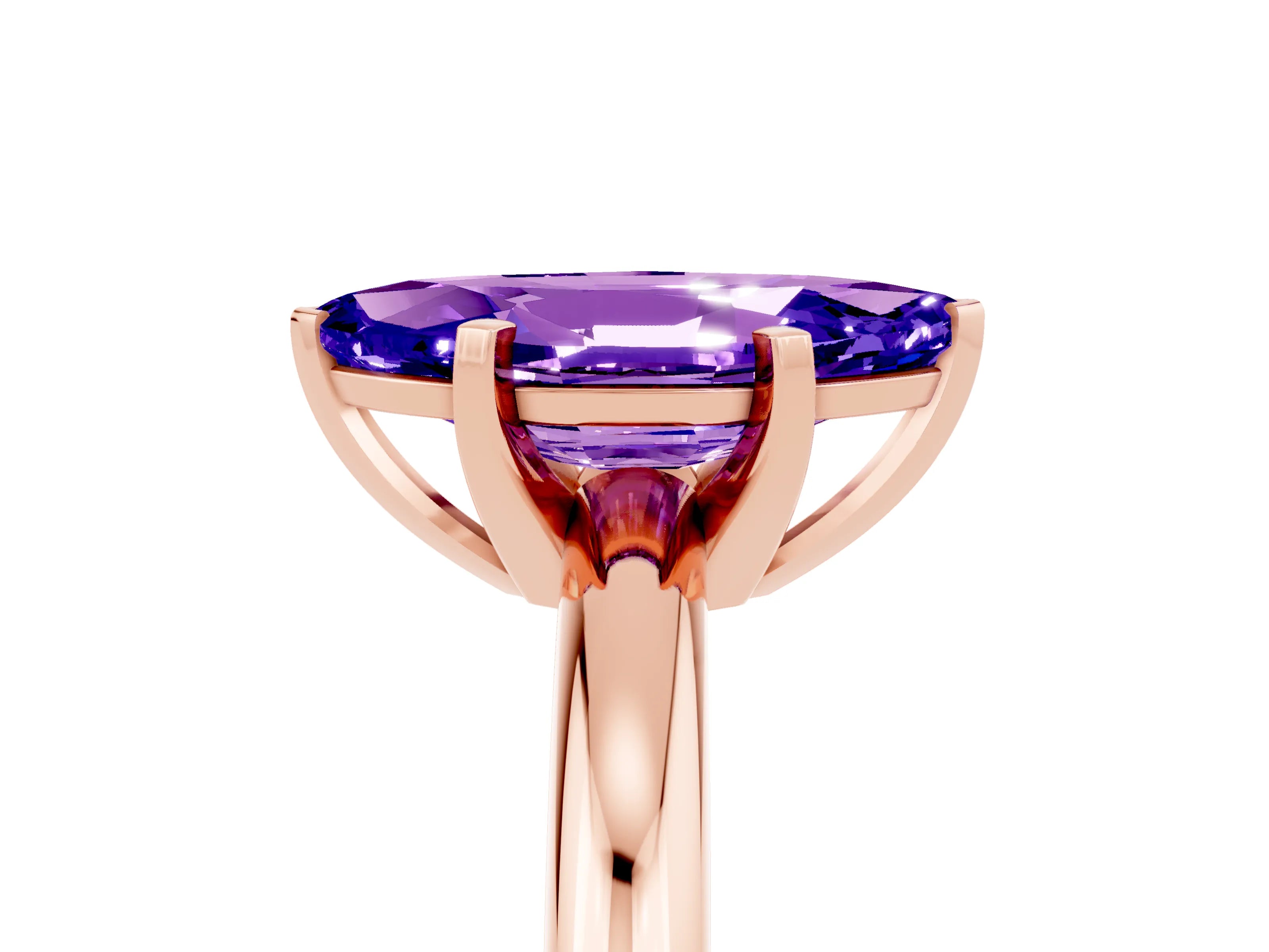 Rose gold Marquise Cut Tanzanite Solitaire Engagement Ring with Round Band and Four-Prong Setting_5