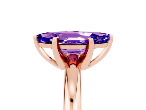 Rose gold Marquise Cut Tanzanite Solitaire Engagement Ring with Round Band and Four-Prong Setting_5