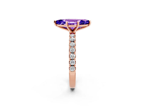 Rose gold Marquise Cut Tanzanite Solitaire Pavé Band with Four-Prong Setting_2