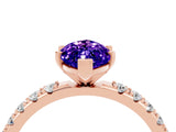Rose gold Marquise Cut Tanzanite Solitaire Pavé Band with Four-Prong Setting_4