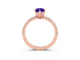 Rose gold Marquise Cut Tanzanite Solitaire Pavé Engagement Ring with Round Band and Prong Setting_15