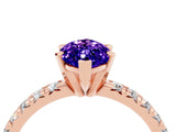 Rose gold Marquise Cut Tanzanite Solitaire Pavé Engagement Ring with Round Band and Prong Setting_16