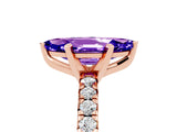 Rose gold Marquise Cut Tanzanite Solitaire Pavé Engagement Ring with Round Band and Prong Setting_17