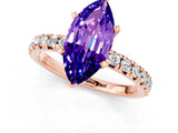 Rose gold Marquise Cut Tanzanite Solitaire Pavé Engagement Ring with Round Band and Prong Setting_73