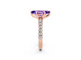 Rose gold Marquise Cut Tanzanite Solitaire Pavé Engagement Ring with Round Band and Prong Setting_74