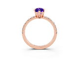 Rose gold Marquise Cut Tanzanite Solitaire Pavé Engagement Ring with Round Band and Prong Setting_75