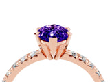 Rose gold Marquise Cut Tanzanite Solitaire Pavé Engagement Ring with Round Band and Prong Setting_76