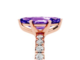 Rose gold Marquise Cut Tanzanite Solitaire Pavé Engagement Ring with Round Band and Prong Setting_77