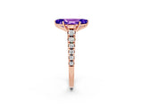 Rose gold Marquise Cut Tanzanite Solitaire Ring with Cathedral Setting and Pavé Band_2