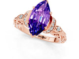 Rose gold Marquise Cut Tanzanite Solitaire Ring with Filigree Band and Four-Prong Setting_25