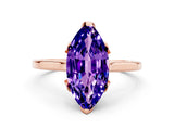 Rose gold Marquise Cut Tanzanite Solitaire Ring with Flower Prong Setting and Classic Band_12