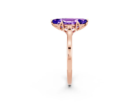 Rose gold Marquise Cut Tanzanite Solitaire Ring with Flower Prong Setting and Classic Band_14