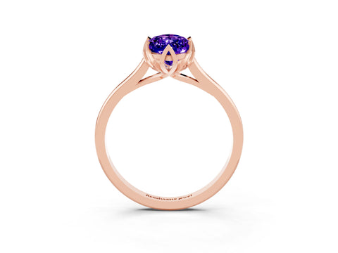 Rose gold Marquise Cut Tanzanite Solitaire Ring with Flower Prong Setting and Classic Band_15