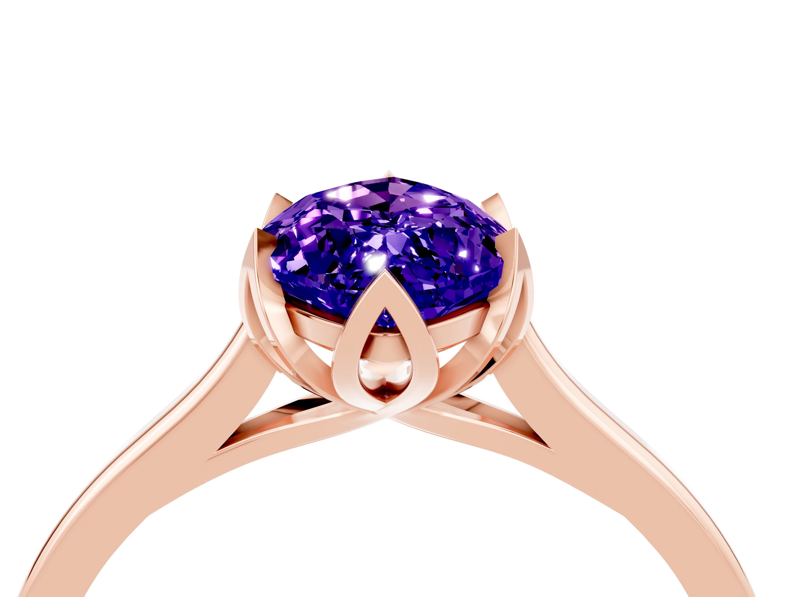 Rose gold Marquise Cut Tanzanite Solitaire Ring with Flower Prong Setting and Classic Band_16