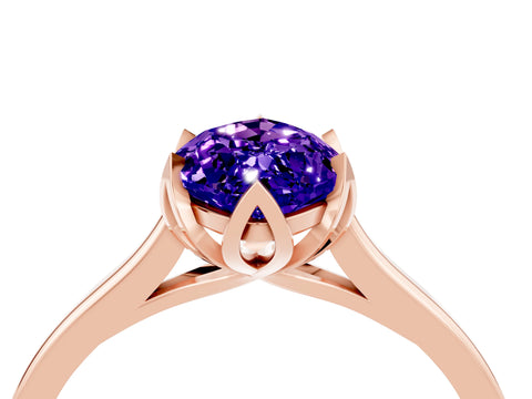 Rose gold Marquise Cut Tanzanite Solitaire Ring with Flower Prong Setting and Classic Band_16