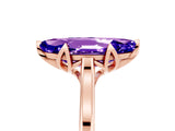 Rose gold Marquise Cut Tanzanite Solitaire Ring with Flower Prong Setting and Classic Band_17