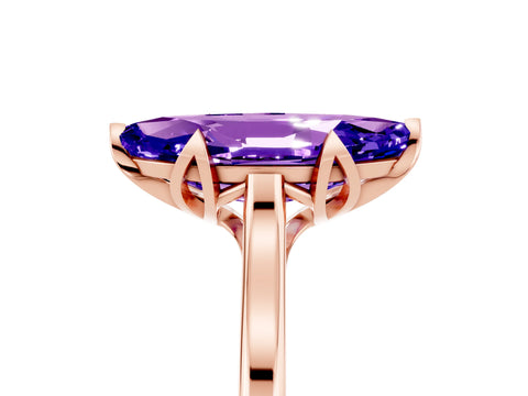Rose gold Marquise Cut Tanzanite Solitaire Ring with Flower Prong Setting and Classic Band_17