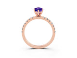 Rose gold Marquise Cut Tanzanite Solitaire Ring with Pavé Accents and Four-Prong Setting_3