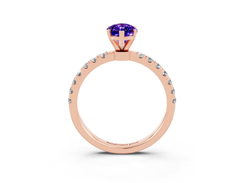 Rose gold Marquise Cut Tanzanite Solitaire Ring with Pavé Accents and Four-Prong Setting_3