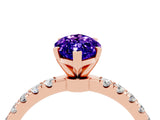 Rose gold Marquise Cut Tanzanite Solitaire Ring with Pavé Accents and Four-Prong Setting_4