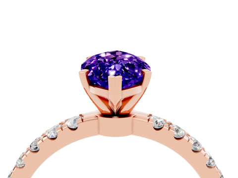 Rose gold Marquise Cut Tanzanite Solitaire Ring with Pavé Accents and Four-Prong Setting_4