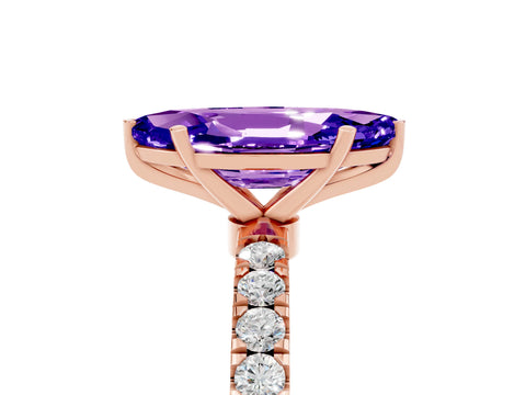 Rose gold Marquise Cut Tanzanite Solitaire Ring with Pavé Accents and Four-Prong Setting_5