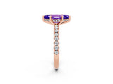 Rose gold Marquise Cut Tanzanite Solitaire Ring with Pavé Band and Four-Prong Setting_26