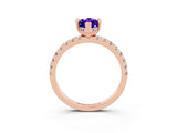 Rose gold Marquise Cut Tanzanite Solitaire Ring with Pavé Band and Four-Prong Setting_27