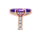 Rose gold Marquise Cut Tanzanite Solitaire Ring with Pavé Band and Four-Prong Setting_29