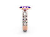 Rose gold Marquise Cut Tanzanite Solitaire Ring with Pavé and Channel Set Band_2