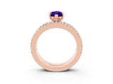 Rose gold Marquise Cut Tanzanite Solitaire Ring with Pavé and Channel Set Band_3
