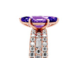 Rose gold Marquise Cut Tanzanite Solitaire Ring with Pavé and Channel Set Band_5