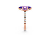 Rose gold Marquise Cut Tanzanite Solitaire Ring with Pave Band and Four Prong Setting_26