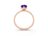 Rose gold Marquise Cut Tanzanite Solitaire Ring with Pave Band and Four Prong Setting_27