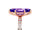 Rose gold Marquise Cut Tanzanite Solitaire Ring with Pave Band and Four Prong Setting_29