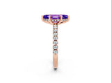 Rose gold Marquise Cut Tanzanite Solitaire Ring with Round  Pavé Band and Four-Prong Setting_46