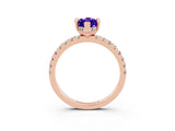 Rose gold Marquise Cut Tanzanite Solitaire Ring with Round  Pavé Band and Four-Prong Setting_47