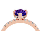 Rose gold Marquise Cut Tanzanite Solitaire Ring with Round  Pavé Band and Four-Prong Setting_48