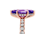 Rose gold Marquise Cut Tanzanite Solitaire Ring with Round  Pavé Band and Four-Prong Setting_49