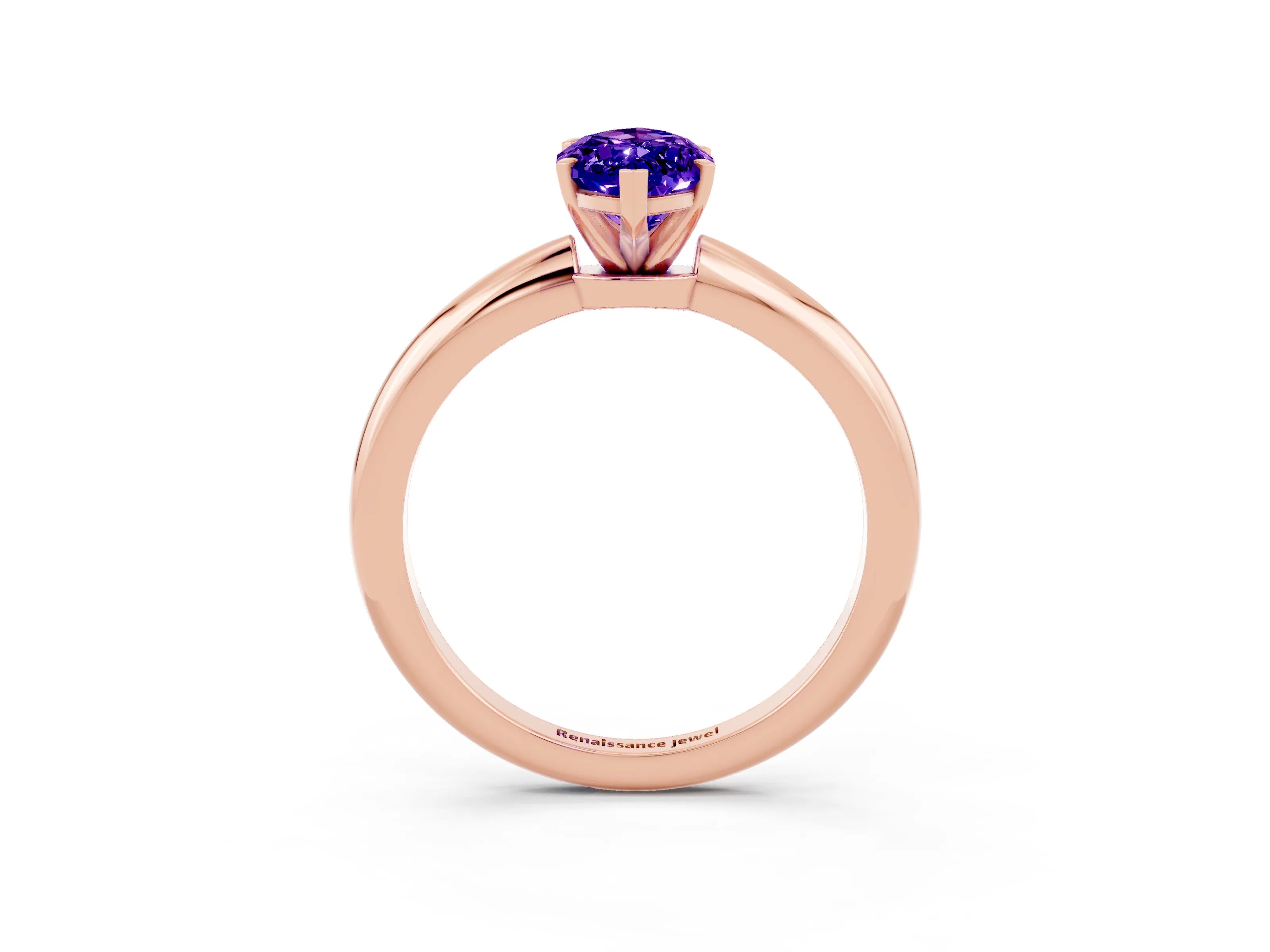 Rose gold Marquise Cut Tanzanite Solitaire Ring with Six-Prong Setting and Classic Band_3