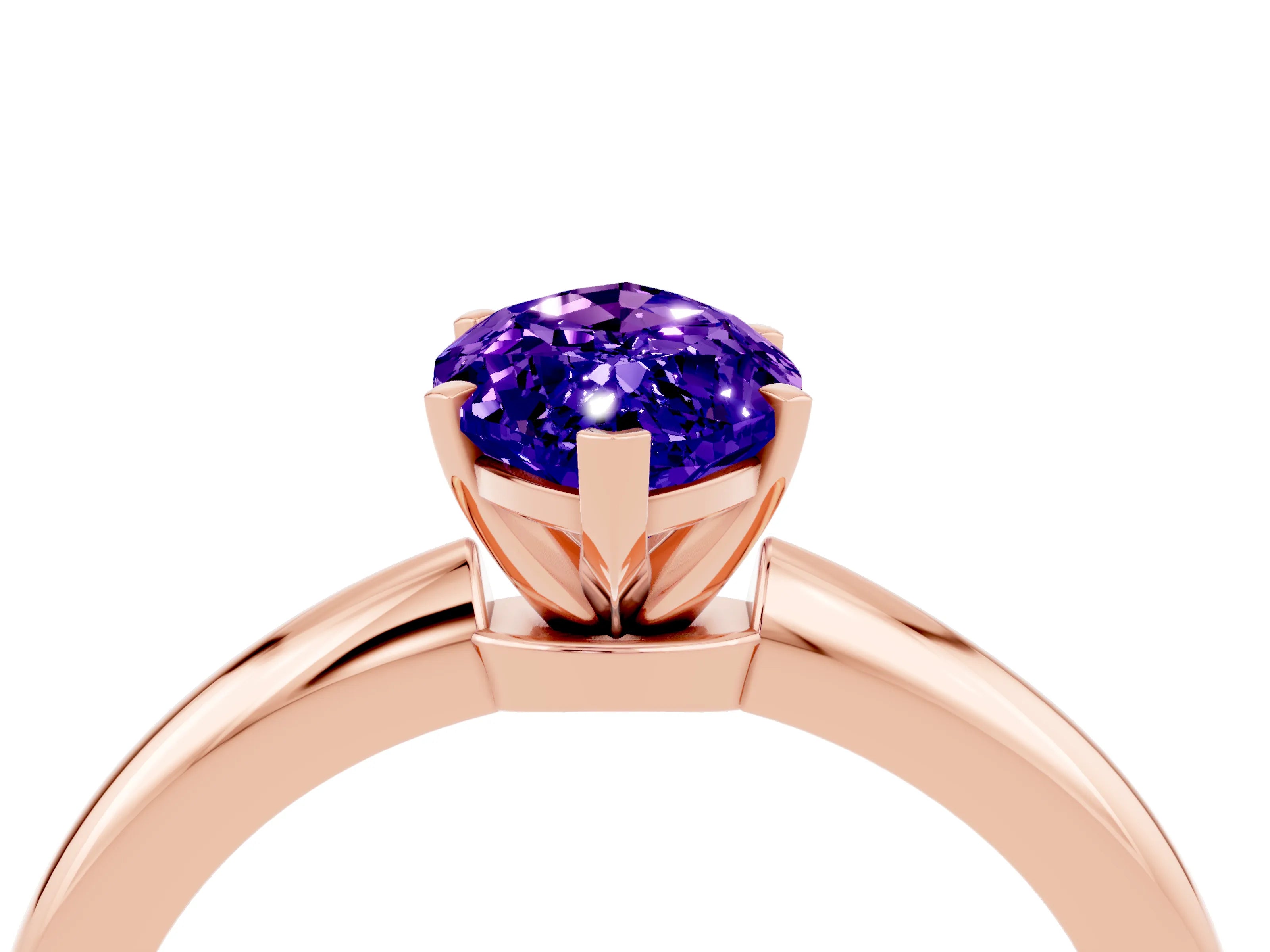 Rose gold Marquise Cut Tanzanite Solitaire Ring with Six-Prong Setting and Classic Band_4