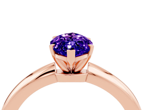 Rose gold Marquise Cut Tanzanite Solitaire Ring with Six-Prong Setting and Classic Band_4