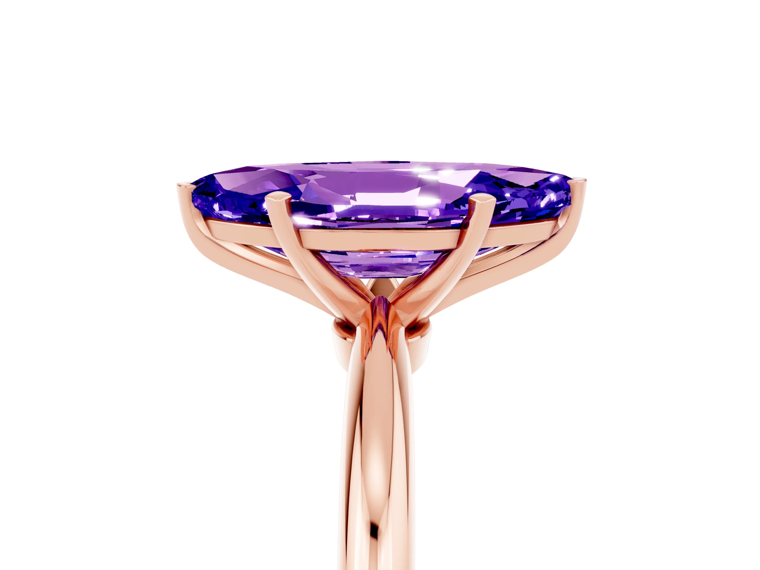 Rose gold Marquise Cut Tanzanite Solitaire Ring with Six-Prong Setting and Classic Band_5