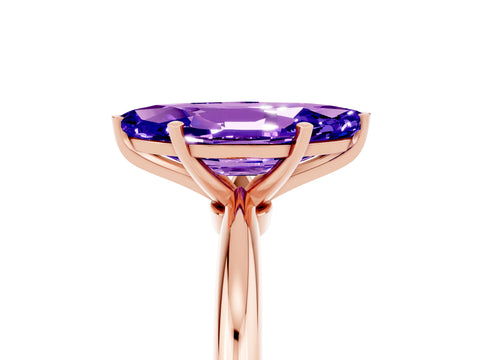 Rose gold Marquise Cut Tanzanite Solitaire Ring with Six-Prong Setting and Classic Band_5